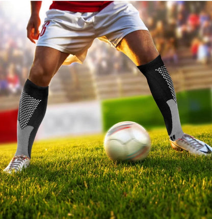 Compression Sports Socks - 3 Pairs Anti Slip Knee High Socks for Football & Basketball