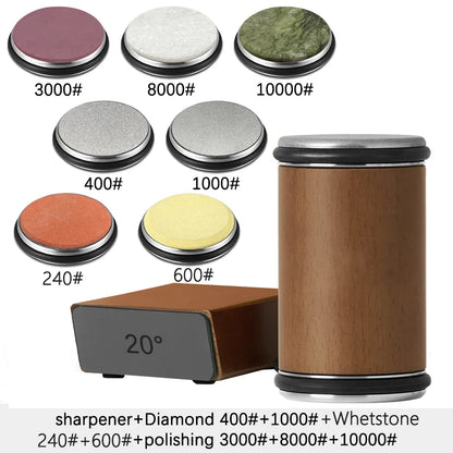 Rolling Knife Sharpener | Double Sided Diamond Sharpening Stone with Magnetic Angle