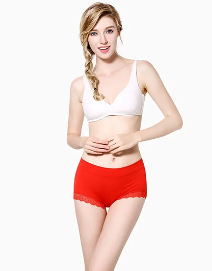Ruffles Lace Underwear Woman High Waist Middle Aged Mother Spring Summer Modal Briefs Comfortable Panties Нижнее Бельё Женское