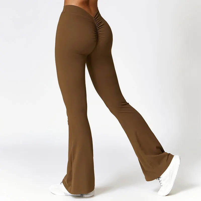 New Yoga Pants Flare Leggings Women High Waist Wide Leg Pants Women Gym Fitness Sports Flared Pant Dance Trousers V-shaped Hip