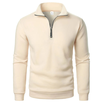 Spring and Autumn new casual half zipper stand up collar hoodie trend simple and loose oversized fleece men's hoodie