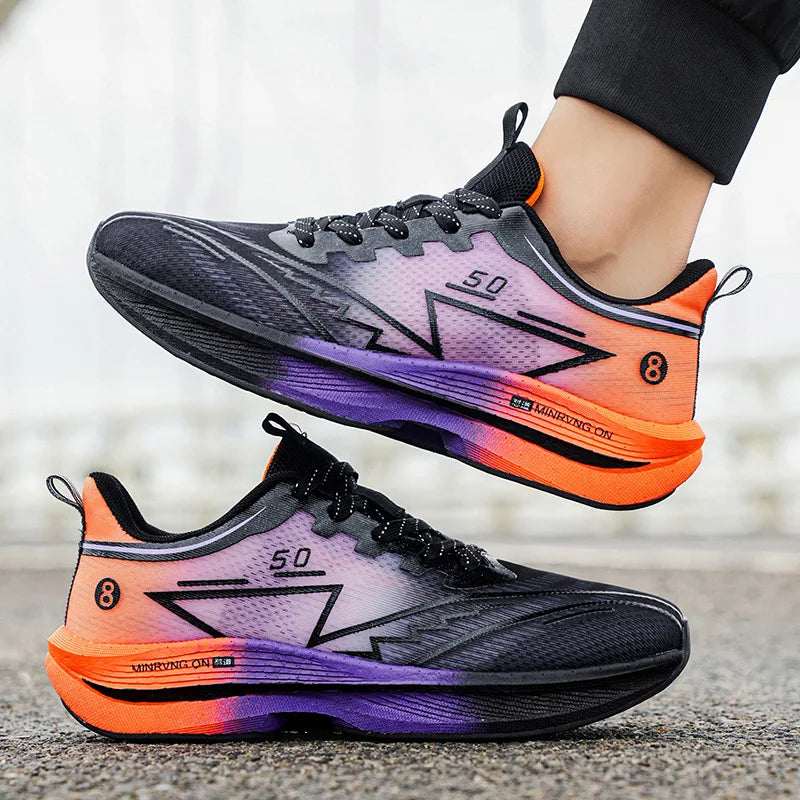 Marathon Men Sports Running Shoes Carbon Board Air Cushion Breathable Lightweight Women's Comfortable Athletic Nonskid Sneakers
