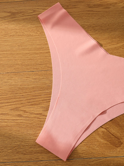 5pcs/Pack Women's Seamless Comfortable Solid Color Triangle Panties