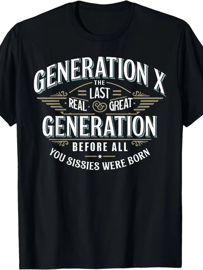 Men's Women Funny Generation X Ironic Humor T Shirt with Donkey Cotton Tee Streetwear Oversized Summer Loose Novelty Top Casual