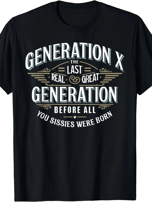 Men's Women Funny Generation X Ironic Humor T Shirt with Donkey Cotton Tee Streetwear Oversized Summer Loose Novelty Top Casual