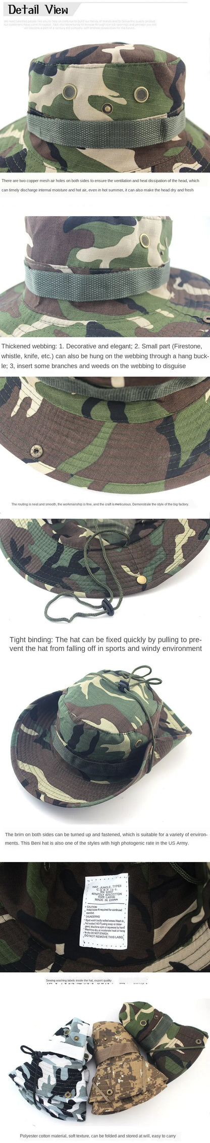 Camo Boonie Hat – Tactical Bucket Hat for Fishing, Hiking & Hunting