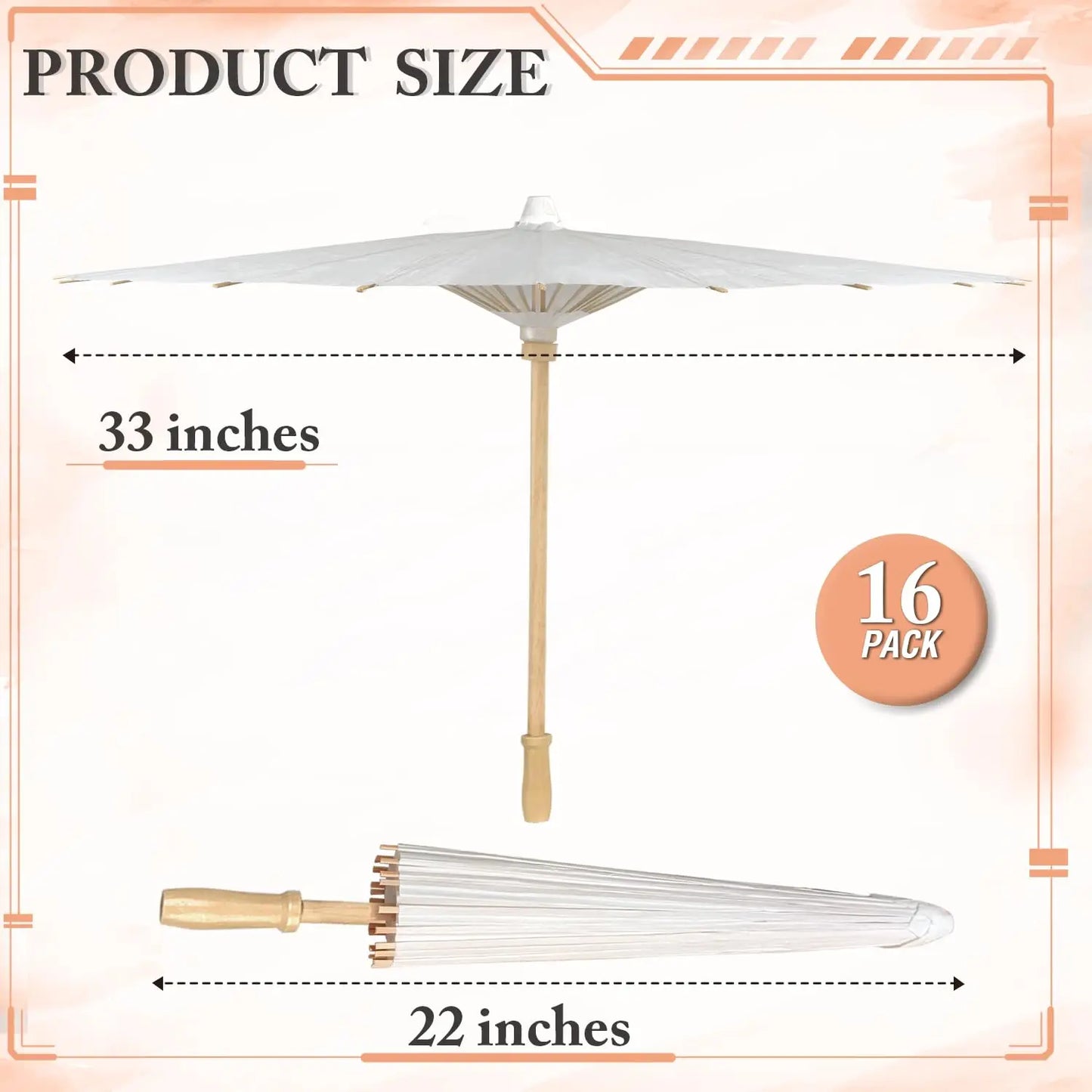 60/84cm Wedding Paper Umbrellas Chinese Wooden handle White DIY  Rustic Photography Props for Baby Shower Party Wedding