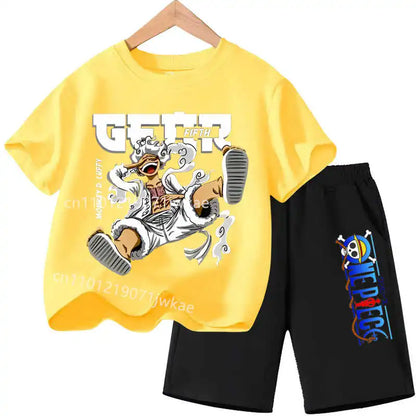 One Piece Kids Outfit Chopper Luffy Tracksuit Suit Children Summer Short Sleeve Clothes Set Anime Boy Girl T Shirt Shorts 2pcs