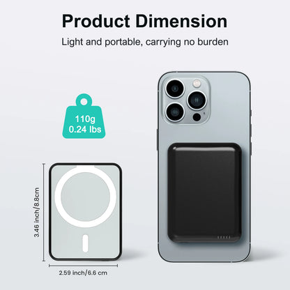 Magnetic Power Bank Portable 5000mAh Wireless Charger 20W With USB-C Cable For IPhone 16/15/14/13/12 Pro/Pro Max/Plus/Mini