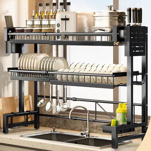 Stretchable 2-Tier Kitchen Sink Storage Rack - Multifunctional Dish Organizer - ZOOMNSTORE