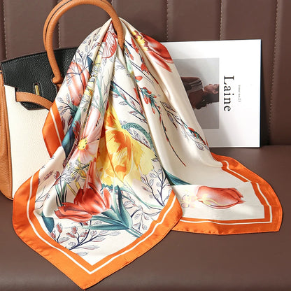 Luxury Satin Silk Scarf - Womens Fashion Shawl Hijab Neckerchief Bandana 2023