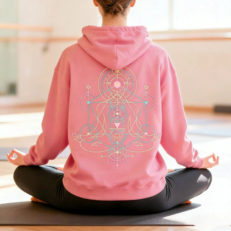 Spiritual Yoga Sweatshirt Meditation Clothing Mindfulness Gift Chakra Hoodie Yoga Mom Sweatshirt Boho Sacred Geometry Hoodie Top