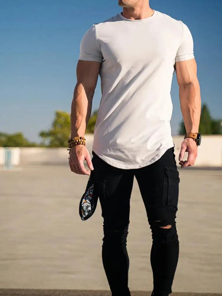 Men's Muscle Fitness T-shirt – Breathable Cotton Gym Tee | Short Sleeve Workout Shirt