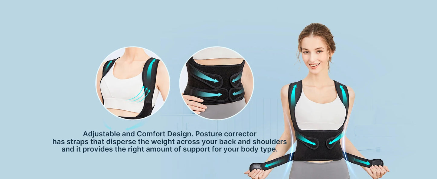 Back Brace and Posture Corrector for Women Men, Adjustable & Lightweight - Scoliosis & Hunchback Correction, Relief Back Pain