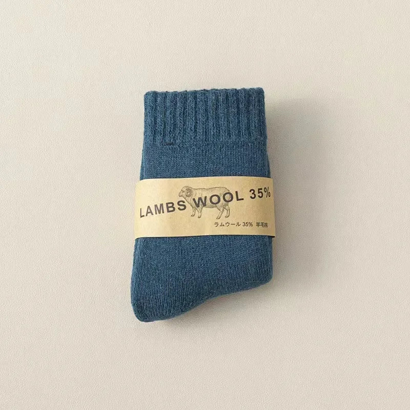 Winter 30% Wool Cashmere Warm Furry Kids Sock Chic Solid Color Calf Sock for Children Thicken Fleece Wool Autumn Warm Stockings