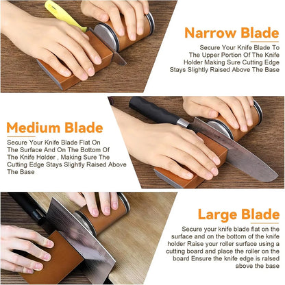 Rolling Knife Sharpener | Double Sided Diamond Sharpening Stone with Magnetic Angle