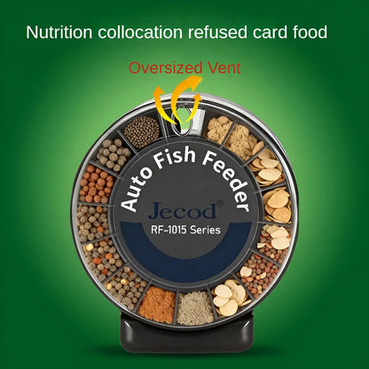 Automatic Fish Feeder｜Dual Moisture-Proof Bins｜100ml Capacity｜Precise Timing｜Anti-Jam Multi-Feed Compatible｜Easy to Clean