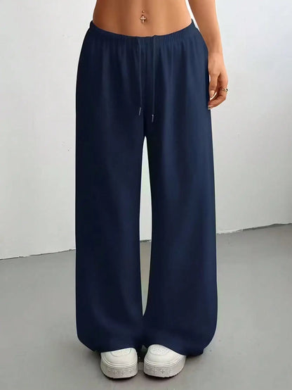 Ladies' Casual Wide Leg Jogging Pants, Drawstring Elastic Waistband, Comfortable Loose Fit, Spring/Summer/Autumn Styles