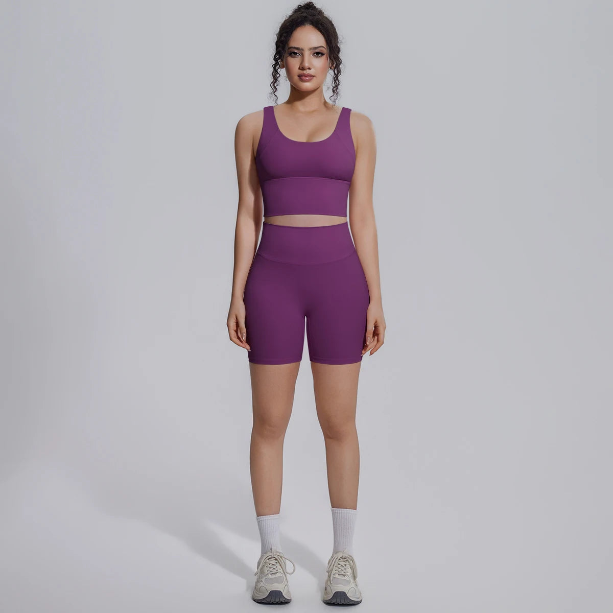 Solid Color Summer Yoga Set Woman's Sexy Backless Yoga Underwear with Chest Pad Quick-Dry Hip Push Up Fitness Shorts Sportswear