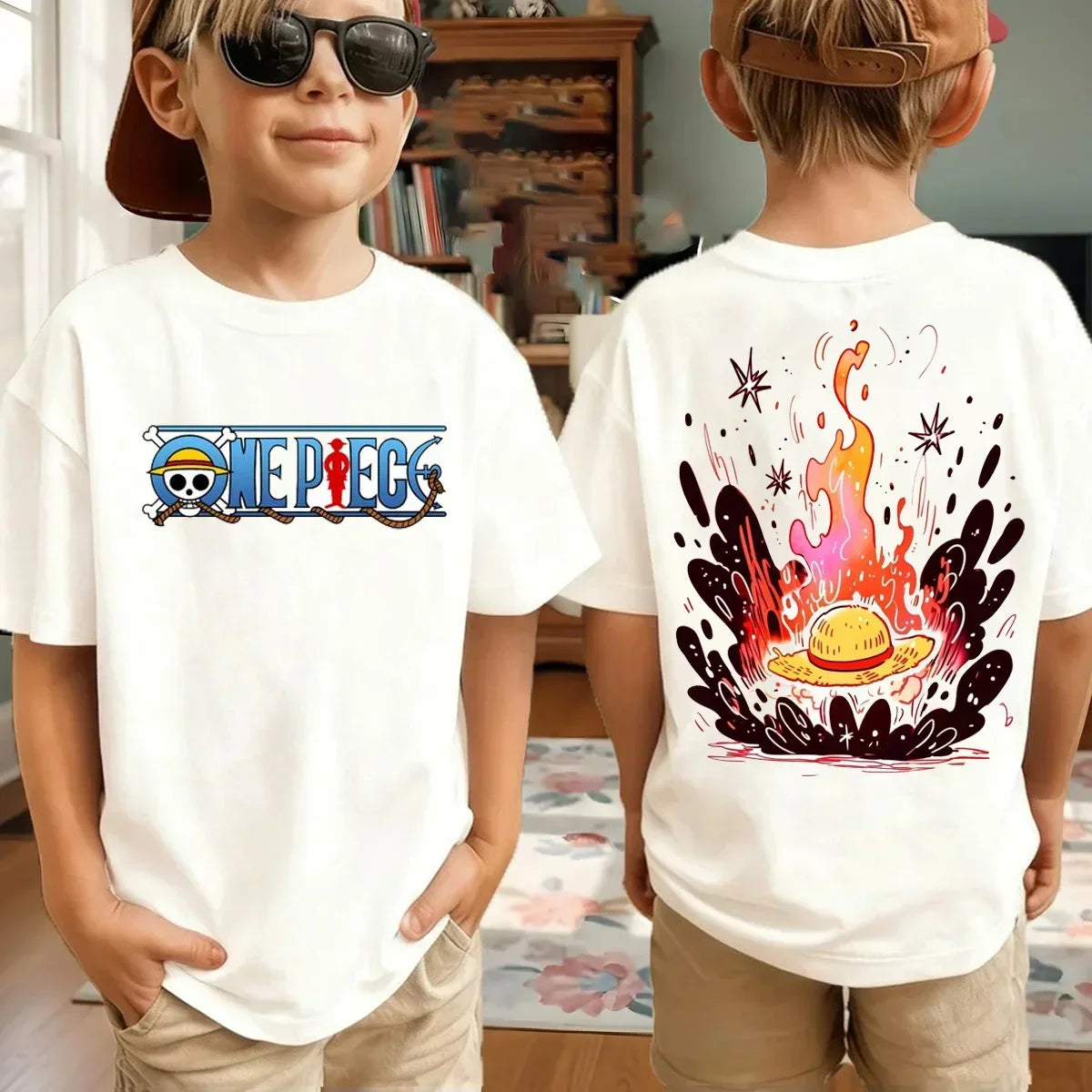 One Piece Japanese Anime Printed Men's T-Shirt Roronoa Zoro Boy Children's Harajuku Short Sleeve Kids Luffy T-shirt Clothing
