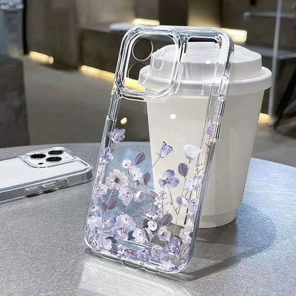 Case For Samsung Galaxy A56 5G A36 S25 Ultra S24 FE S23 S26 Case Samsung A16 A55 A54 A26 A35 White Lotus Floral Clear Phone Case