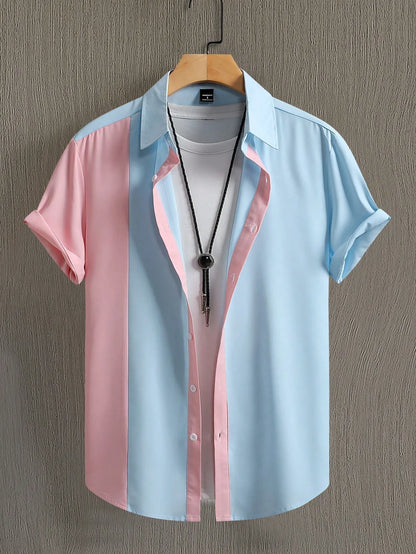 The new men's short-sleeved shirt for summer 2025 features a casual fashionable comfortable and soft 3D pattern print
