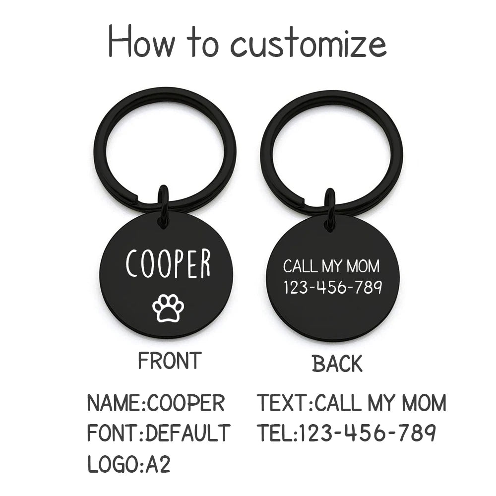 Personalized Engraved Cat Dog Pet ID Tag Dogs Anti-lost Collar Charm Engraving Pet Name Collar for Puppy Cats Collar Accessories