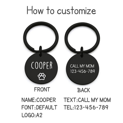 Personalized Engraved Cat Dog Pet ID Tag Dogs Anti-lost Collar Charm Engraving Pet Name Collar for Puppy Cats Collar Accessories