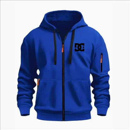 Spring and Autumn Men's Casual Sports Hoodie, Fashionable Arm Pocket Drawstring Hoodie Men's Loose Long-sleeved Shirt Pullover