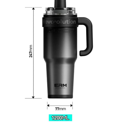 1200ML Extra Large Tumbler Ceramic Drinkware Stainless Steel Water Bottle Insulated Vacuum Flask Straw & Handle Leakproof Mug