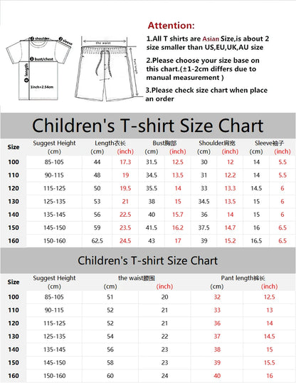 2024 New Car Summer Short Sleeve T-Shirt Suit Shorts Children Toddler Infant Clothing 3D Cartoon Print Fashion Boys Girls