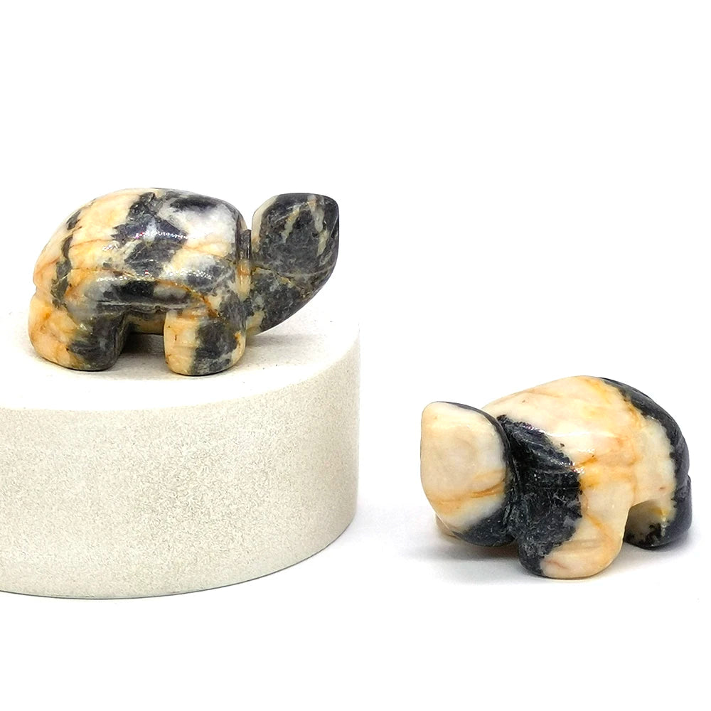 1.2" Mini Natural Crystal Stone Turtle Statue Reiki Healing Tortoise Figurine Amulet Fengshui Sculpture for Home Office Decor