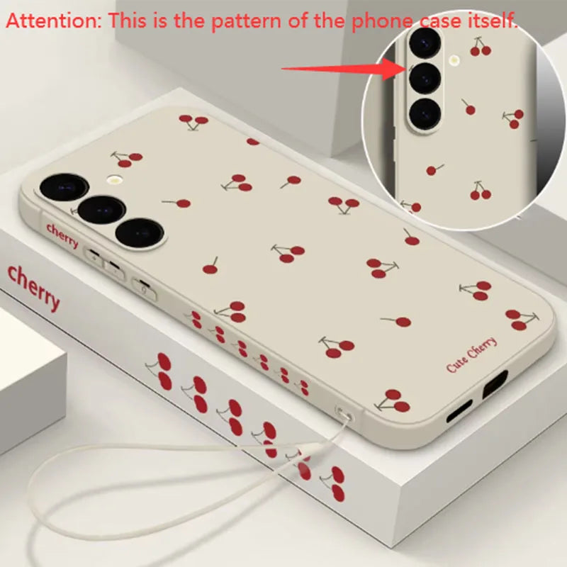 Little Cherry Magnetic Case For Samsung Galaxy S25 FE S26 S25 S24 S23 S22 Ultra Plus For Magsafe Wireless Charge Lanyard Cover