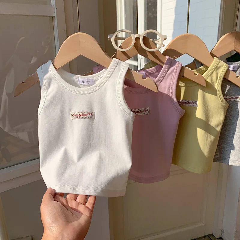 Kids Summer Clothes Sleeveless T-shirt Fashion Children T-shirt For Girls Boys Cotton Vest Tops