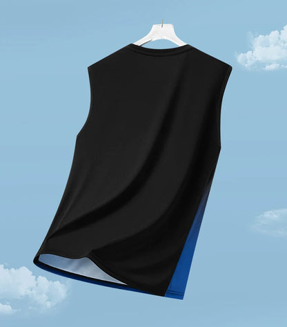 Men's Gradient Sports Vest Lightweight Sleeveless round Neck T-Shirt Summer Running Trendy Loose Fit Youth Cross-Border