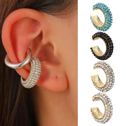 2025 New Fashion Pearl Ear Cuff Bohemia Stackable C Shaped CZ Rhinestone Small Earcuffs Clip Earrings for Women Wedding Jewelry