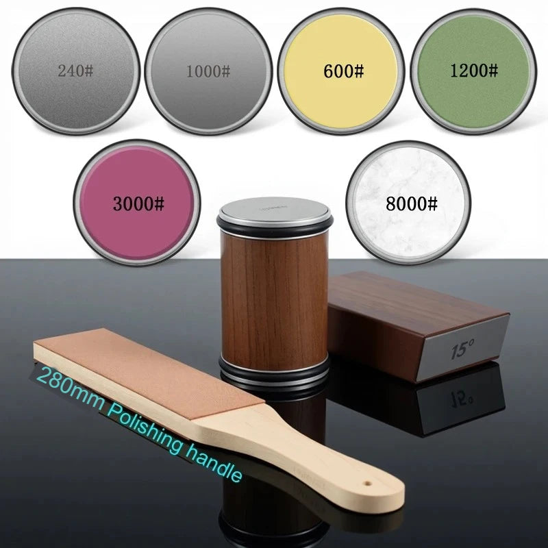 Rolling Knife Sharpener Kit – Diamond Stone with 15°/20° Angles & Magnetic Holder