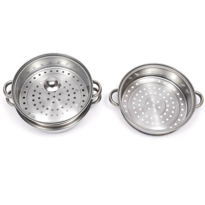 3-Tier Stainless Steel Steamer Pot Set with Glass Lid - 11 Large Cooking Cooker - ZOOMNSTORE