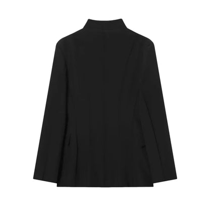 Women's Casual Blazer - Autumn Long Sleeve V Neck Double Breasted Jacket With Pockets