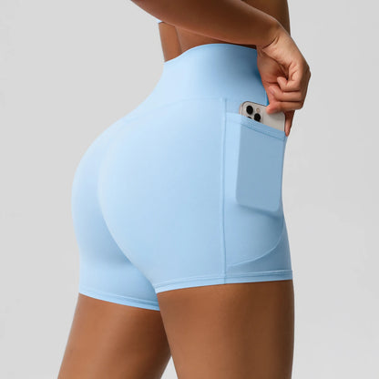 High Waist Workout Shorts – Women Gym Shorts with Pockets, Squat Proof & Quick Drying