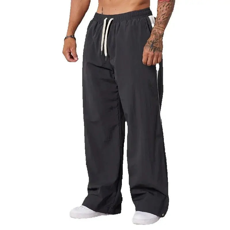 Autumn New Casual Pants Men’s Loose Cotton Casual Pants Wide-Leg Trendy Sports Patchwork Long Pants American-Style Sweatpants