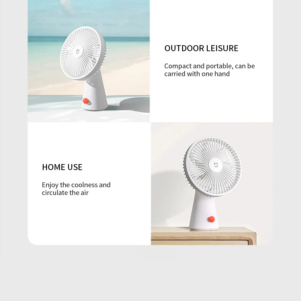 XIAOMI Mijia Portable Desk Fan USB Rechargeable Handheld Mini Electric Fans Cordless Air Cooling Small Fan 4 Gears Speed