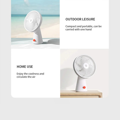 XIAOMI Mijia Portable Desk Fan USB Rechargeable Handheld Mini Electric Fans Cordless Air Cooling Small Fan 4 Gears Speed