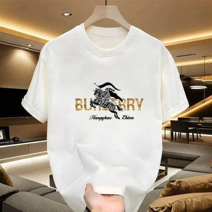 European Trendy Brand Short-sleeved T-shirt Men's Summer Round Neck Loose T-shirt Couple's Casual Printed Trendy Versatile Top