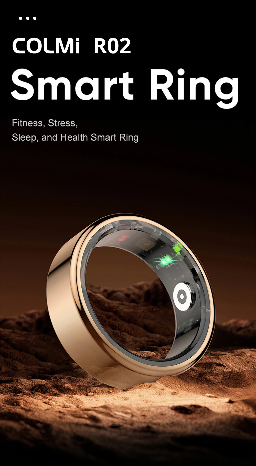 [2024 ] COLMI R02 Smart Ring Military Grade Titanium Steel Shell Health Monitoring IP68 & 5ATM Waterproof Multi-sport Modes
