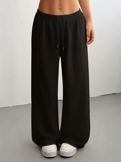Ladies' Casual Wide Leg Jogging Pants, Drawstring Elastic Waistband, Comfortable Loose Fit, Spring/Summer/Autumn Styles