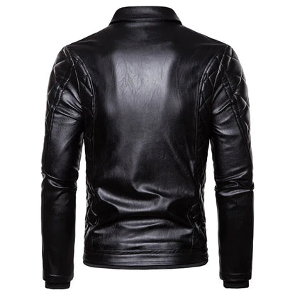 New Winter Fleece Motorcycle Leather Jacket Men Turn Down Fur Collar Slim Fit Warm PU Bomber Jackets Coats Mens Moto Biker Coat