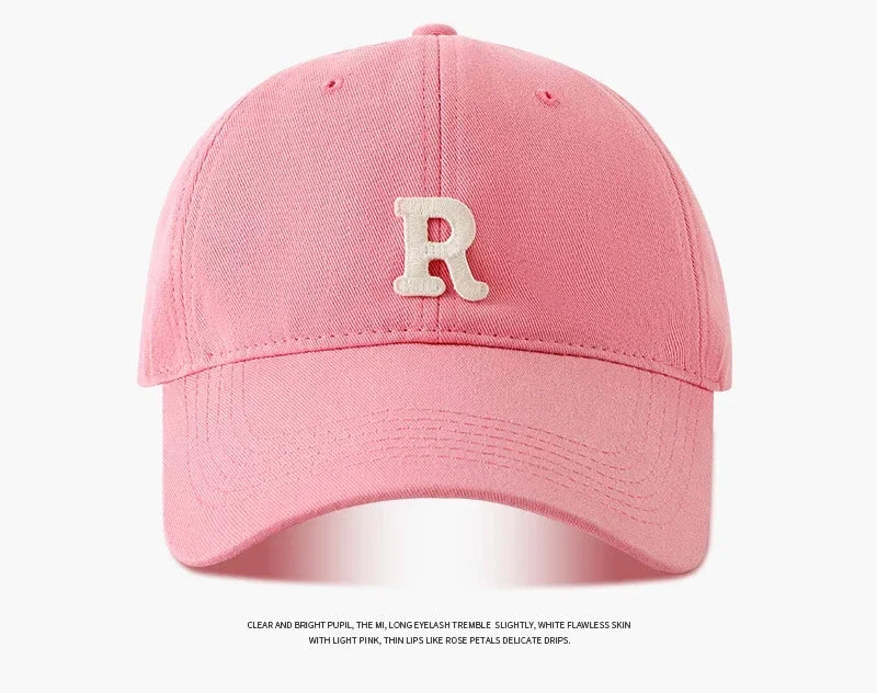 2025 Large Head Circumference Baseball Cap Men's /Women's Dome Hat Soft Top Cap 60/65cm Sun Protection  Letter R Hat Adult Caps