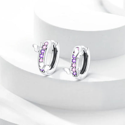 MISEFF Real 925 Sterling Silver Earring Gradual Change Green Blue Colored Zircon Hoop Earrings Engagement Wedding Jewelry Gifts