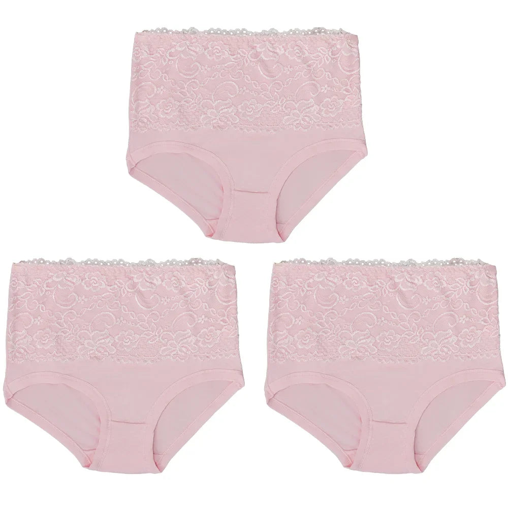 3Pcs Women's Panties Lace Triangle Panties Woman High Waist Plus Fat Plus Size Soft Comfortable and Breathable Female Underwear
